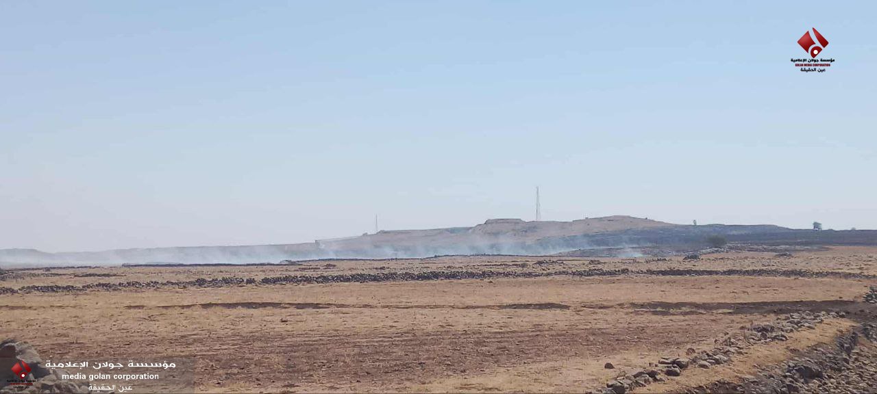 افتعال حريق واسع غرب بلدة الرفيد نتيجة إطلاق نار من جانب قوات الاحتلال الإسرائيلي