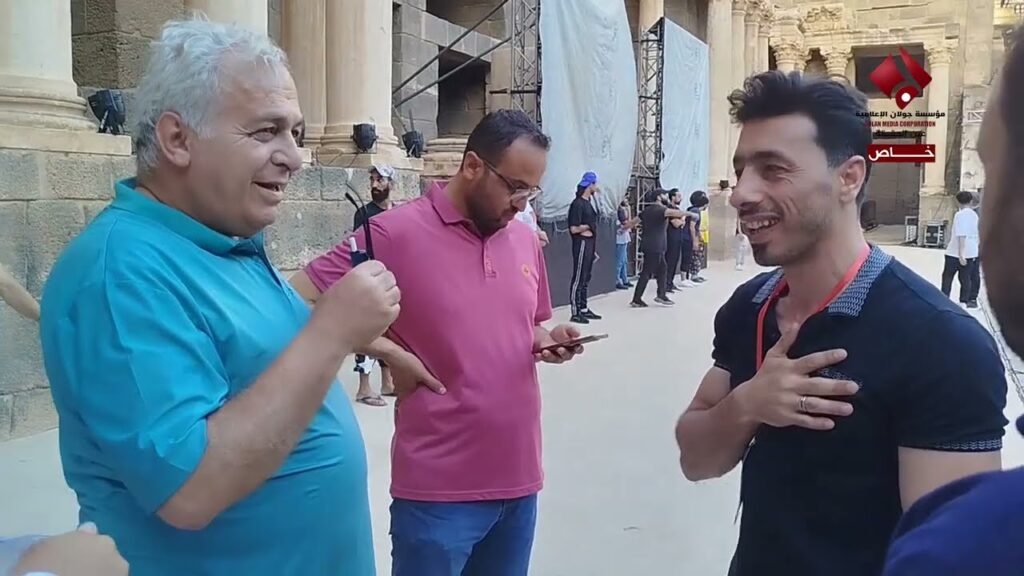 جانب من التجهيزات في مدرج بصرى الشام قبيل انطلاق حملة أبشري حوران