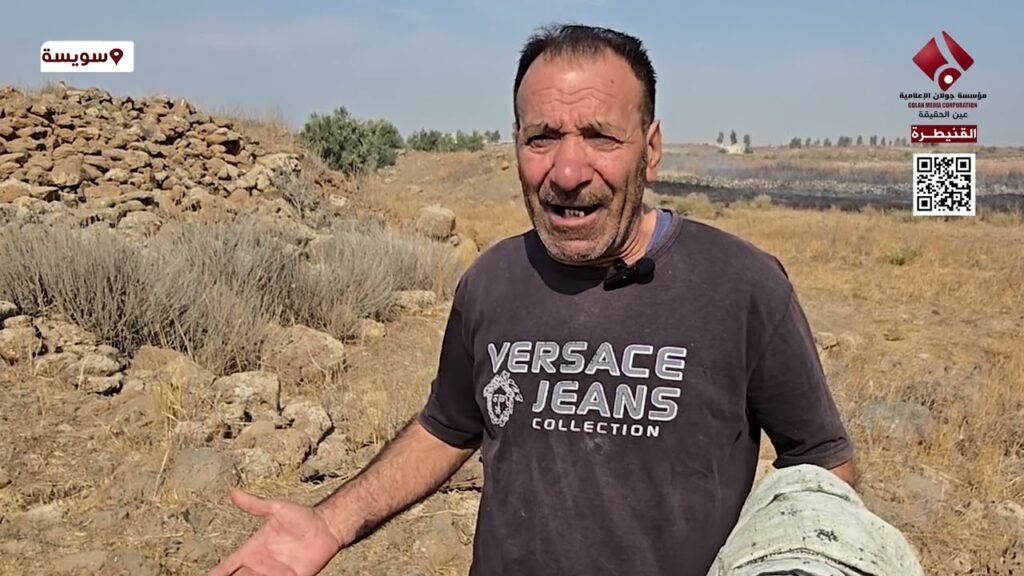 حريق كبير في أراضٍ زراعية في بلدة “سويسة” بريف القنيطرة الجنوبي