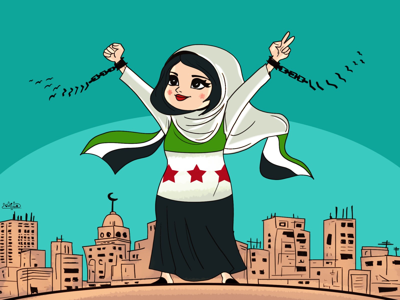 لوحة للفنان الفلسطيني هشام شمالي تحاكي ذكرى التحرير