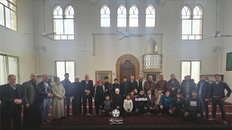 افتتاح مسجد مصعب بن عمير في دوما بعد ترميمه