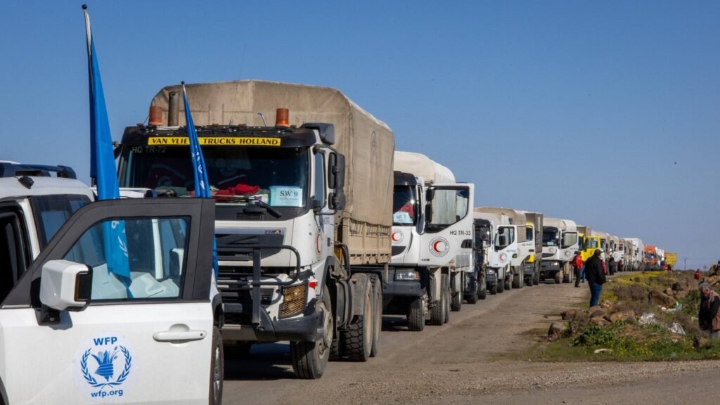 قافلة شاحنات محملة بالطحين والأدوية تدخل السويداء