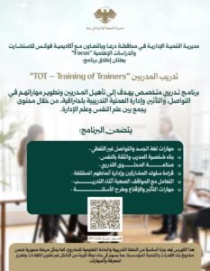 “إطلاق برنامج تدريب المدربين في درعا… تأسيس جيل قادر على صناعة التأثير وبناء المعرفة”