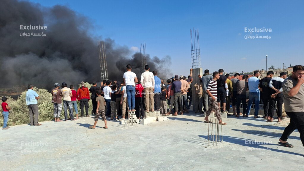 مشاهد من حريق محطة محروقات في مدينة طفس غربي درعا