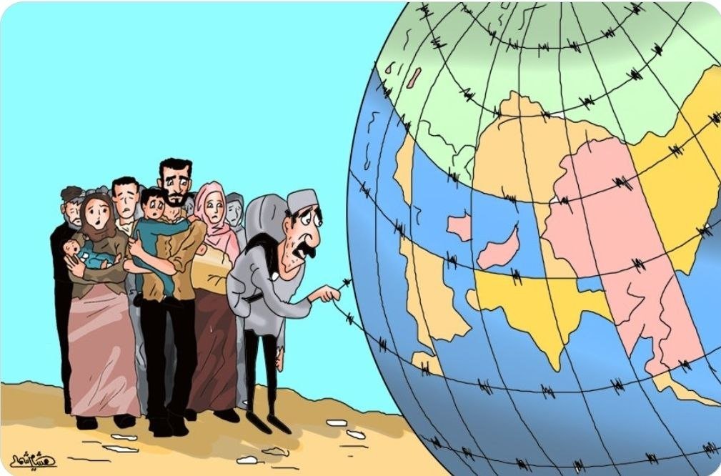 التمييز العنصري وكراهية الأجانب والتعصب .. لوحة كاريكاتير لـ هشام شمالي